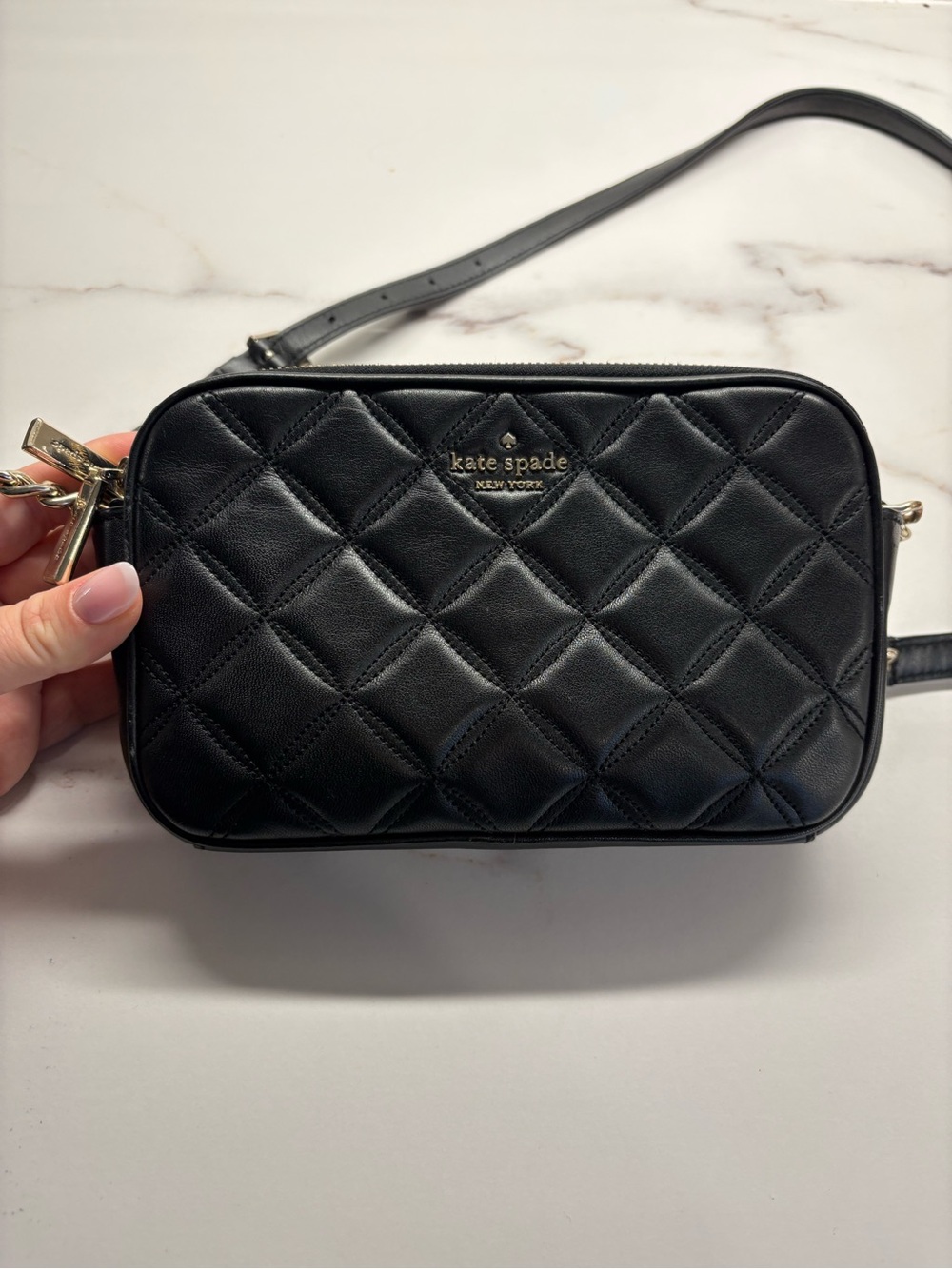 kate spade Black Quilted Leather Crossbody Camera Bag